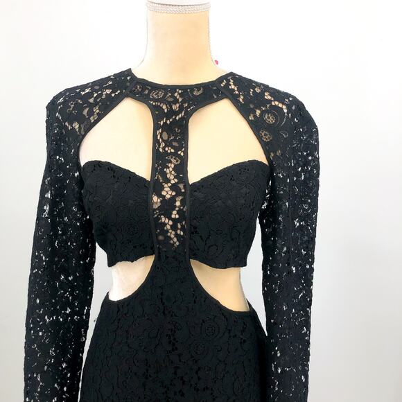 BARDOT Women's Cutout Lace Dress XL US 10 Black Long Sleeve NWT - Picture 7 of 15
